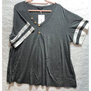 New Bloomchic Womens Jersey Gray T Shirt 22-24 Stretch Short Sleeve Comfort New